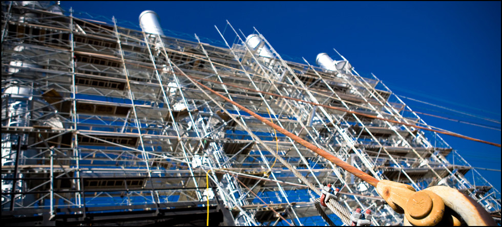 Department of the Navy: Structural and electrical repairs and surface preparation/repainting of eight smoke stacks at Building P-1.